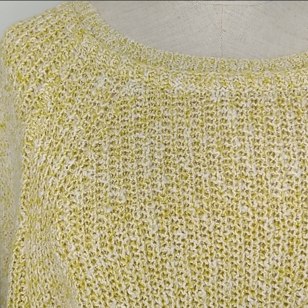 Free People Sweater Cotton Linen Knit Crew Neck Dolman Sleeve Chartreuse L NWT - Picture 5 of 8